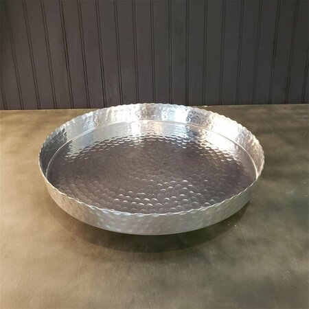 TARIFA Handcrafted 13 in. Hammered Stainless Steel Round Tray TA3089077